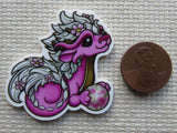 Second view of Pink Orb Dragon Needle Minder.