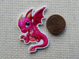 Second view of Bold Pink Dragon Needle Minder.