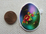 Second view of Beautiful Floral Decorated Egg Needle Minder.