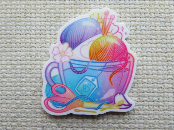 First view of Yarn Teacup Needle Minder.