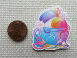 Second view of Yarn Teacup Needle Minder.