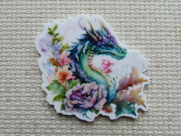 First view of Blue Floral Dragon Needle Minder.