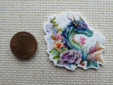 Second view of Blue Floral Dragon Needle Minder.