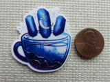 Second view of Blue Crystal Teacup .Needle Minder