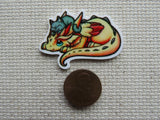 Second view of Yellow Dragon with a Sleeping Kitty Needle Minder.