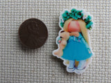 Second view of Blue Dress Doll Needle Minder.