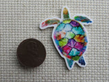 Second view of Stained Glass Looking Turtle Needle Minder.