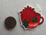 Second view of Poinsettia Teacup Needle Minder.