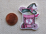 Second view of Pink Ribbon Drink Needle Minder.