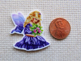 Second view of Purple Sitting Fairy Needle Minder.