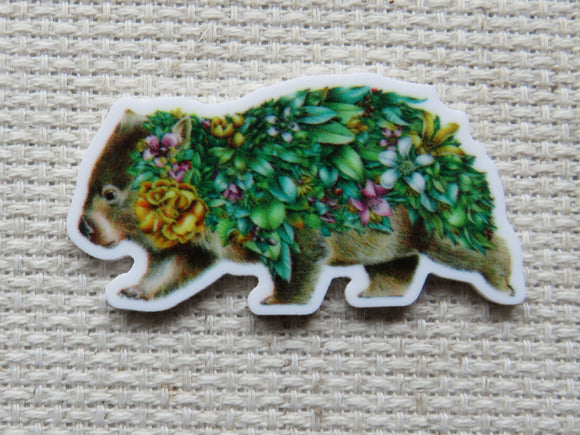 First view of Leaf Covered Wombat Needle Minder.