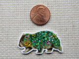 Second view of leaf covered Wombat Needle Minder