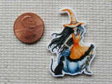 Second view of Orange Witch with a Black Cat Needle Minder.