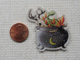 Second view of Glittery Cauldron Needle Minder.