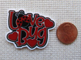 Second view of Love Bug Lady Bug Needle Minder.