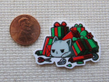 Second view of Buried in Gifts Cat Needle Minder.