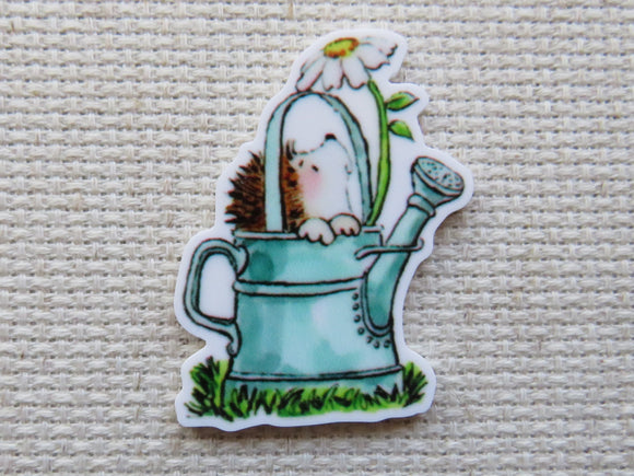First view of Hedgehog in a Watering Can Needle Minder.