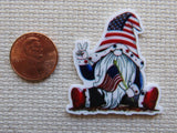 Second view of Sitting Patriotic Gnome Needle Minder.