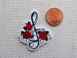 Second view of Red Rose Treble Clef Needle Minder.