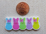 Second view of Five Peeps in a Row Needle Minder.
