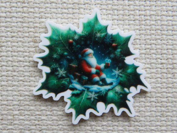 Decorative minder with Santa Claus on a green leafy background
