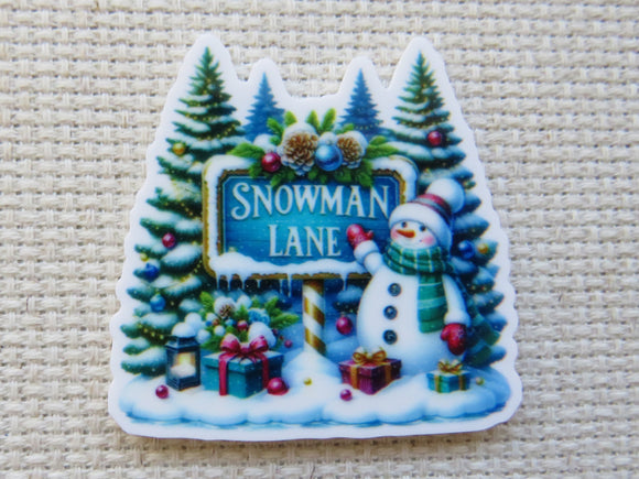 First view of A cute snowman in front of a 