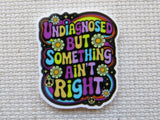 Colorful minder with text 'undiagnosed but something ain't right' on a textured background