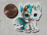 Second view of White and Teal Dragon Needle Minder.