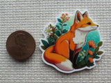 Second view of Fox Sitting Amongst the Flowers Needle Minder.