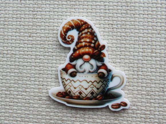 First view of Coffee Gnome Sitting in a Mug  Needle Minder.