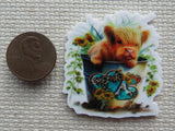 Second view of It's a Cow in a Bucket Needle Minder.
