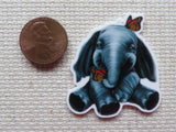 Second view of Elephant Baby with Monarch Butterflies Needle Minder.