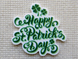 Minder with 'Happy St. Patrick's Day' text on a textured background