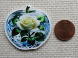 Second view of White Rose in an Apple Needle Minder.