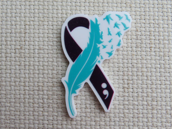 First view of Suicide Awareness Ribbon Needle Minder.