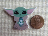Second view of Grogu with a Frog Needle Minder.