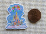 Second view of Beautiful Blue Castle Needle Minder.