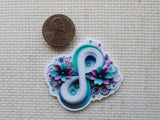 Second view of Blue and White Infinity Loop Needle Minder.