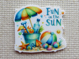 Minder with beach-themed design and 'Fun in the Sun' text on a textured background