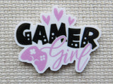 Minder with 'Gamer Girl' text and pink heart designs on a textured background