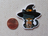 Second view of Boba Drinking Witch Cat Needle Minder.