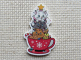First view of Christmas Cats in a Cup Needle Minder.