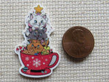Second view of Christmas Cats in a Cup Needle Minder.