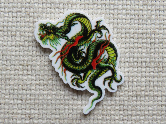 First view of Green and Red Dragon Needle Minder.