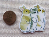 Second view of Curious Bunnies and Kitten Needle Minder.