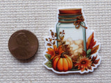 Second view of Autumn Themed Mason Jar Needle Minder.