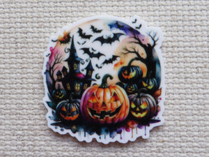 First view of Spooky Pumpkin Scene Needle Minder.