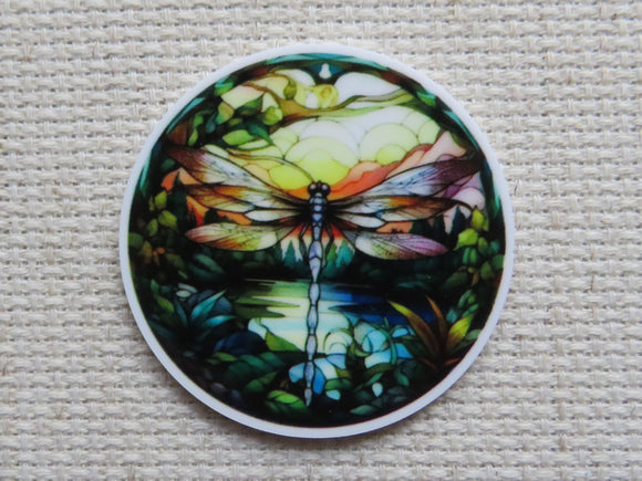 First view of Stained Glass Looking Dragonfly Needle Minder.