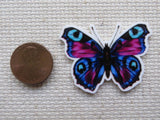 Second view of Blue, Pink and Purple Butterfly Needle Minder.