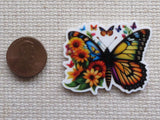 Second view of Colorful Floral Butterfly Needle Minder.